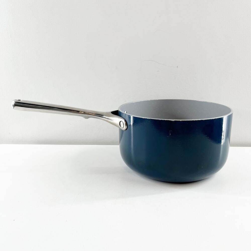 Caraway Nonstick Ceramic Sauce Pot Pan Blue 3 Quart 8" No Lid